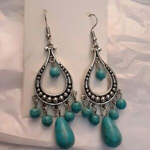 Earrings. Chandlier style. Blue